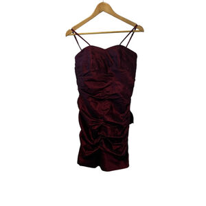 NWT BIRRIN Burgundy Sheen Floral Back Detail Structured Mini Formal Dress 2